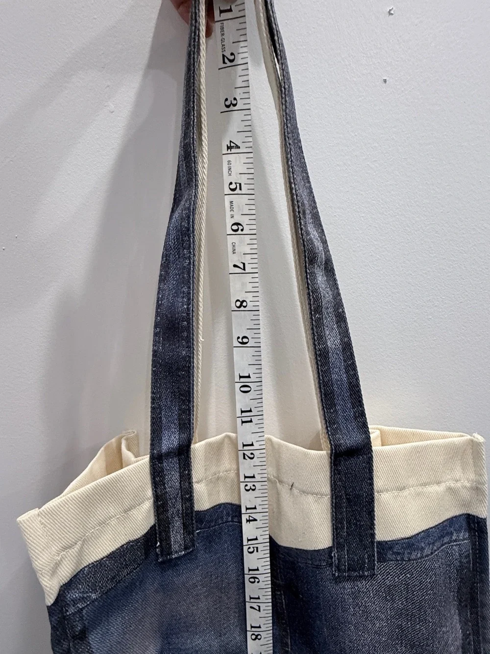 Jean Paul Gaultier Blue & Cream “Denim”Canvas Messenger Tote